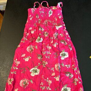 Old Navy, kids hot pink floral, spaghetti strap sundress, size M 8
